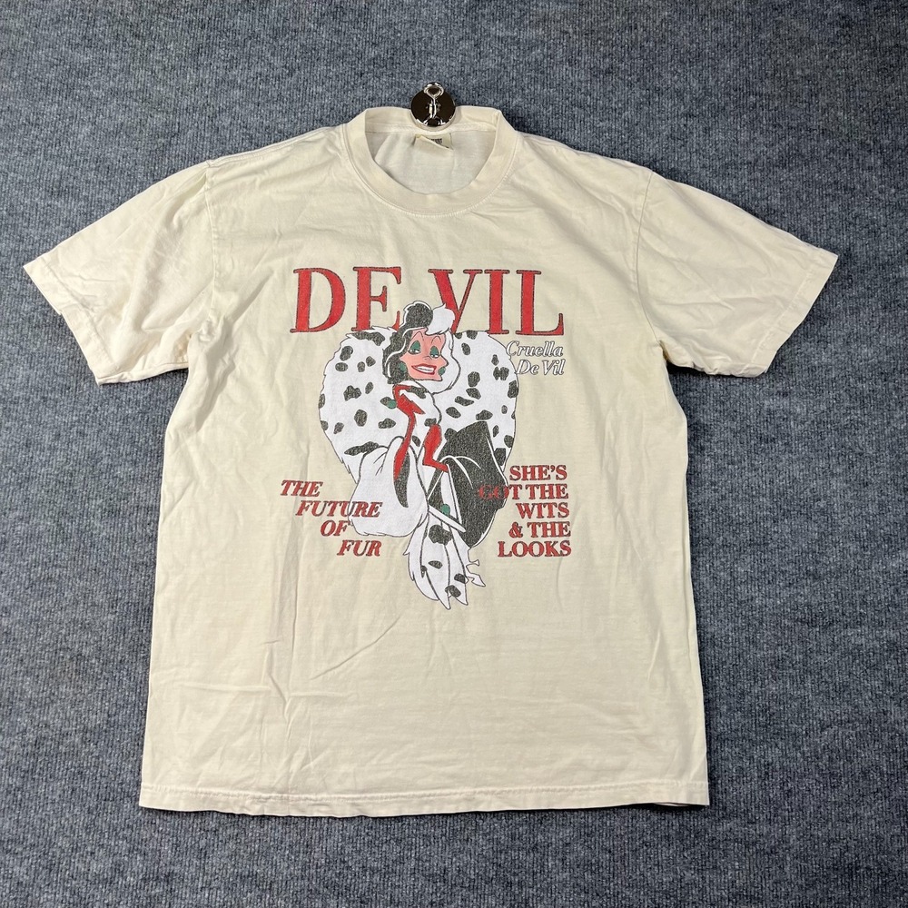 Comfort Color T Shirt Unisex Large Beige Cotton Cruella De Vil The Future of Fur